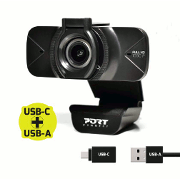 Port FHD web kamera 1080p,USB-A/C,crna s poklopcem, 900078