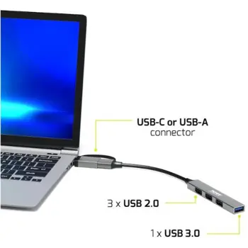 Port HUB USB-C/A 4 porta 480 Mbps SLIM, 900160