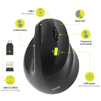 Port miš 2.4 GHz BT erg. punjivi za dešnjake, crni, 910007
