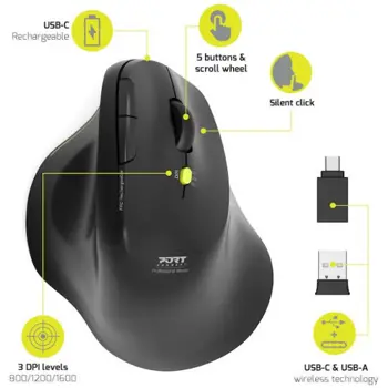 Port miš ERFO SOFT BT+WL, punjivi, crni, 910200