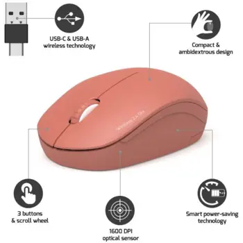 Port miš OFFICE bežični USB-A/USB-C, narančasti, 900542