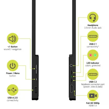 Port monitor 15,6", FHD, USB-C 15W, prijenosni, 902101