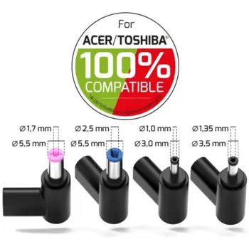 Port punjač 65W GaN2 USB-C ACER/TOSHIBA 4 nastavka, 904065ACTOEU