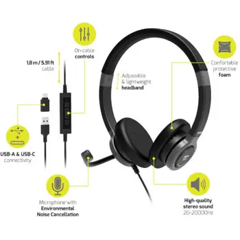 Port slušalice stereo USB-A/C+mikrofon, crne, 912001