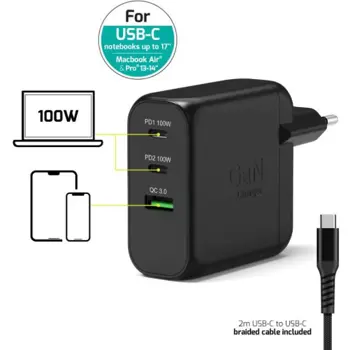 Port zidni punjač 100W type C,GaN2+USB-C kabel 2m, 902100EPEU
