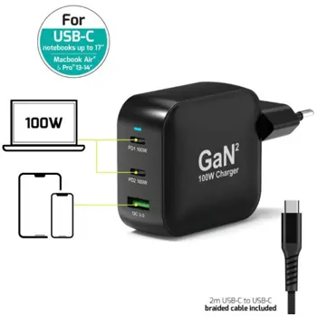 Port zidni punjač 100W type C,GaN2+USB-C kabel 2m, 902100PEU
