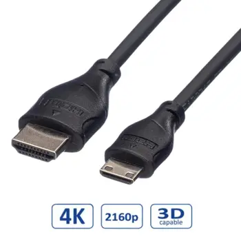 Roline HDMI kabel sa mrežom, TIP A (M) - TIP C (M) (mini), 2.0m, 11.04.5580