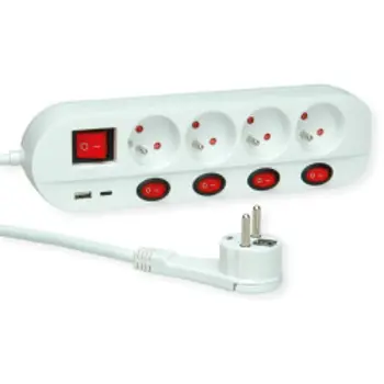 ROLINE naponska letva, 4 utičnice sa individualnim prekidačima, 1×USB A/1×USB C, 3.0m, 19.07.2347