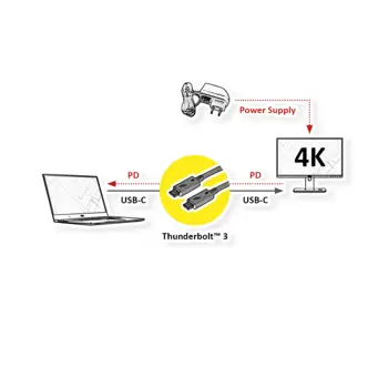 Roline Thunderbolt 3 kabel, 40GBit/s, 5A, M/M, 0.5m, crni, 11.02.9040