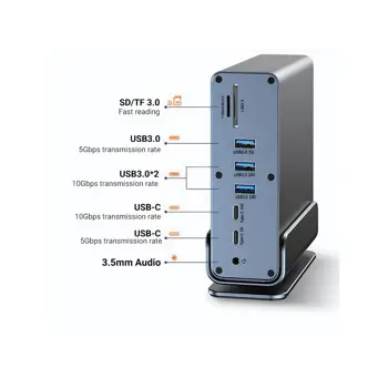 Roline VALUE Docking station USB-C, HDMI/DP 4K60, G-LAN, USB-A, USB-C, PD, SD/microSD, Audio, 12.99.1142