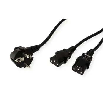 Roline VALUE Y-naponski kabel 2×IEC320 C13, 2.0m, crni, 19.99.1022