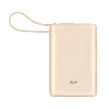 Silicon Power Powerbank CP10, 10000mAh, 20W, built in USB-C cable, USB-C+USB-A port champagne gold, 73487