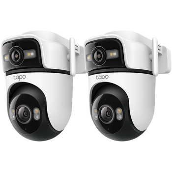 TAPO C545D Outdoor Dual Lens Pan/Tilt Security Camera, Double 2K View, Dynamic Dual Tracking, Color Night Vision, Built-in Microphone and Speaker, TAPO C545D