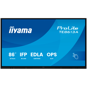 TE8613A-B3AG 86 Google EDLA Certified IFP  UHD  (3840 x 2160) 8 ms, 500cd ,IPS DP, HDMI, PC interfaces, TE8613A-B3AG