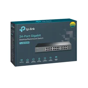 TP-Link 24-port Gigabit preklopnik (Switch), 24×10/100/1000M RJ45 ports, 13" Desktop/Rack, metalno kućište, TL-SG1024D-LS