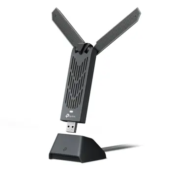 TP-Link BE6500 Archer TBE400UH Wi-Fi 7 High Gain Wireless USB Adapter, 2882Mbps/2882Mbps/688Mbps (2.4GHz/5GHz/6GHz), 2× High-Gain Tri-Band Antennas, Archer TBE400UH-LS