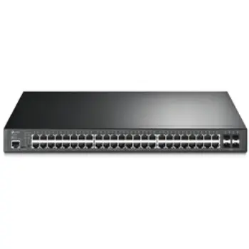 TP-Link Omada JetStream 48-port Gigabit L2 Smart PoE+ preklopnik, 48×10/100/1000 RJ45 ports, 4×SFP Gigabit, 1×RJ45 console port, 1×microUSB, 1U 19" rack-mount (385W), SG3452P-LS