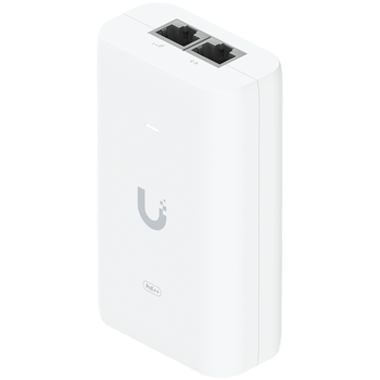 UBIQUITI PoE++ Adapter; Delivers up to 60W of PoE++; Surge, peak pulse, and overcurrent protection; Contains RJ45 data input, AC cable with earth ground, and PoE++ output; LED indicator for status mon