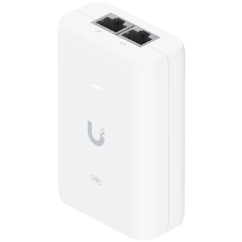 Ubiquiti U-POE+ adapter 30W, powers UniFi PoE+ devices, reduce dependency on PoE switch power, Contains RJ45 data input, AC cable with earth ground, and PoE+ output, U-POE-PLUS-EU