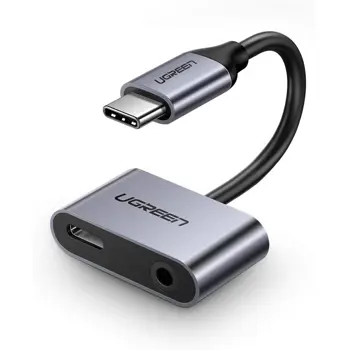 UGREEN adapter Type C (M) na 3.5mm Audio + Type C (Ž), sivi, 75142