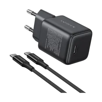 UGREEN zidni punjač 30W, USB-C, GaN, set, crni, 70895