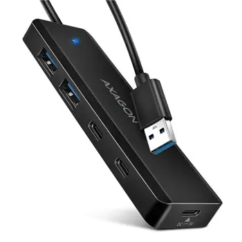 USB HUB 2x USB-A + 2x USB-C, kabel USB-A, USB-C power IN,AXA HUE-C2A, HUE-C2A