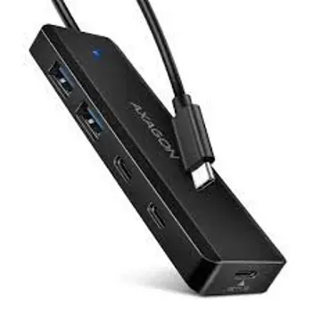 USB HUB 2x USB-A + 2x USB-C, kabel USB-C, USB-C power IN,AXA HUE-C2A, HUE-C2C