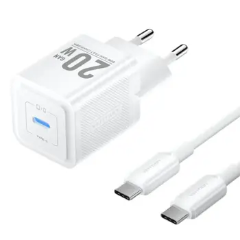 Vention 1-Port USB-C GaN Charger 20W with USB-C to USB-C Cable, 1m, White, VEN-TZ-FEPW0-EU-01