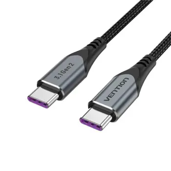 Vention USB 3.1 Gen2 C Male to C Male 5A Cable Gray Aluminum Alloy Type, 1m, VEN-TAHHF