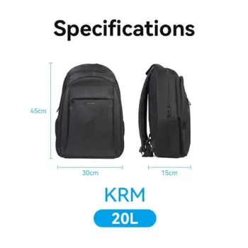 Vention Water-Repellent Laptop Backpack Black, 20L, VEN-KRMB0
