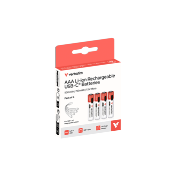Verbatim AAA-LR03 Micro USB-C punjive baterije, 1,5V, 500 mAh (4 komada), V030250
