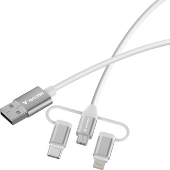 Verbatim Sync & Charge kabel 3-u-1 USB-A na Micro-B/USB-C/Lightning, M/M, 18W, bijeli, 1.0m, V032394