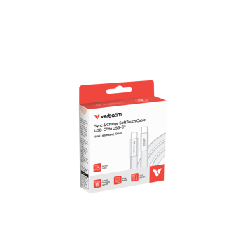 Verbatim Sync & Charge SoftTouch kabel USB-C na USB-C, M/M, 60W PD3.0, bijeli, 1.2m, V030274