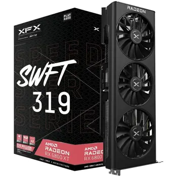XFX AMD Video Card RX-6800XT SWFT 319 CORE, 16GB GDDR6 256bit, 2550MHz/ 16Gbps, 3xDP, HDMI, 3 Fan, 3 slot, RX-68XTAQFD9