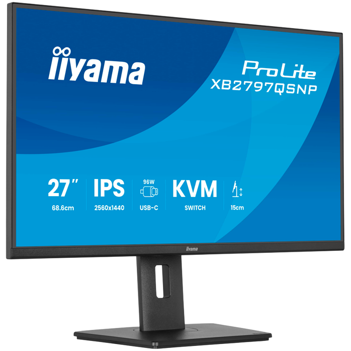 27" IPS-panel, 2560x1440, EyeComfort, 15cm Height Adj. Stand, USB-C Dock (LAN/96W PD/DP-OUT) 1ms, 350cd/m2, Speakers, USB-C, KVM, HDMI, DisplayPort, USB HUB (2x3.2+2xC), XB2797QSNP-B1