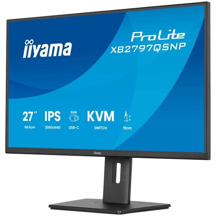 27" IPS-panel, 2560x1440, EyeComfort, 15cm Height Adj. Stand, USB-C Dock (LAN/96W PD/DP-OUT) 1ms, 350cd/m2, Speakers, USB-C, KVM, HDMI, DisplayPort, USB HUB (2x3.2+2xC), XB2797QSNP-B1