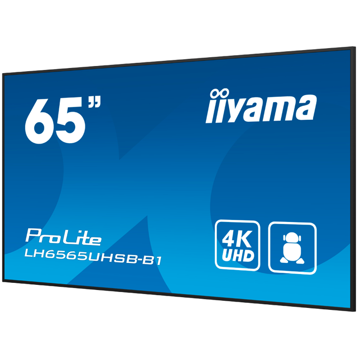 65" 3840x2160, UHD IPS panel, Haze 1%, 800cd/m², Landscape and Portrait, Signal FailOver, Speakers 2x 10W, Multiple Inputs HDMI 2x, DisplayPort, USB 2.0 x2, WiFi, LAN, Media Play USB Port, Control LAN