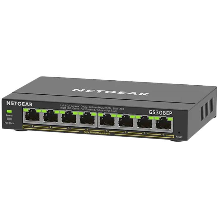 8PT GE PLUS SWCH W/ POE+, GS308EP-100PES