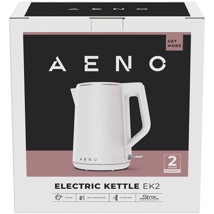 AENO Electric Kettle EK2: 1850-2200W, 1.5L, Strix, Double-walls, Non-heating body, Auto Power Off, Dry tank Protection, AEK0002