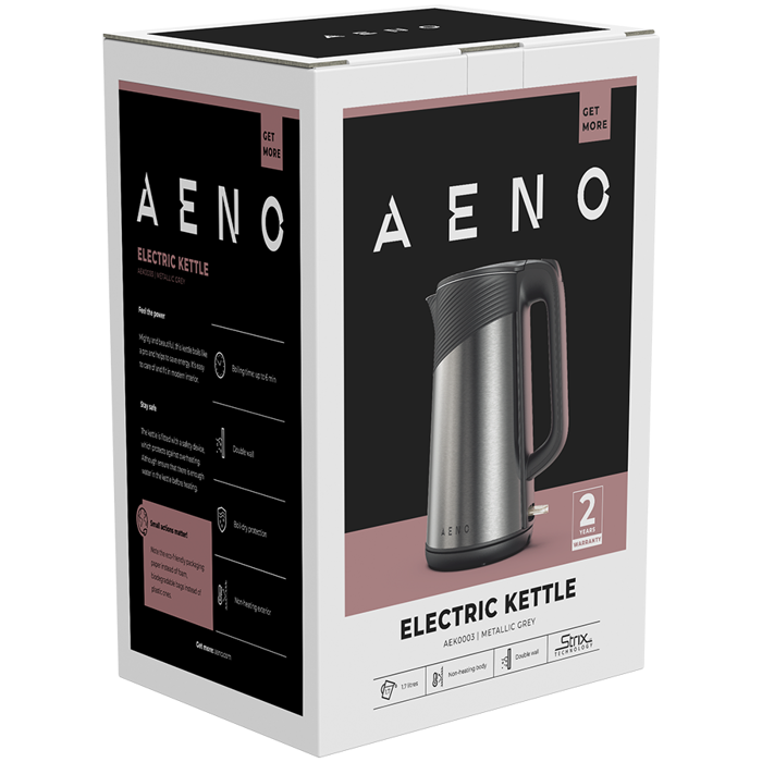 AENO Electric Kettle EK3: 1850-2200W, 1.7L, Strix, Double-walls, Non-heating body, Auto Power Off, Dry tank Protection