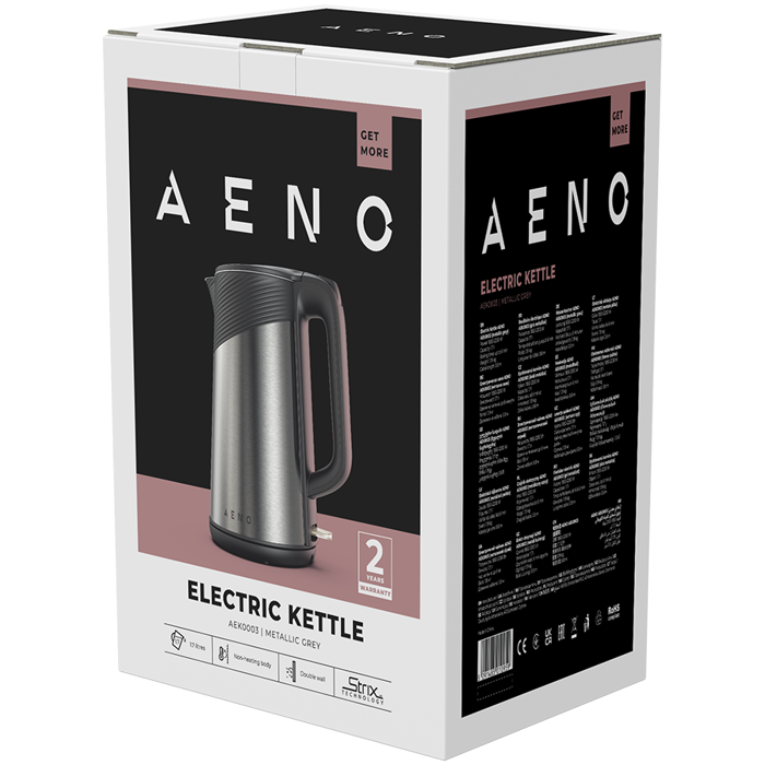 AENO Electric Kettle EK3: 1850-2200W, 1.7L, Strix, Double-walls, Non-heating body, Auto Power Off, Dry tank Protection