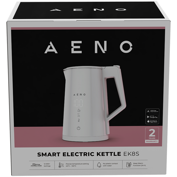 AENO Electric Kettle EK8S Smart: 1850-2200W, 1.7L, Strix, Double-walls, Temperature Control, Keep warm Function, Control via Wi-Fi, LED-display, Non-heating body, Auto Power Off, Dry tank Protection