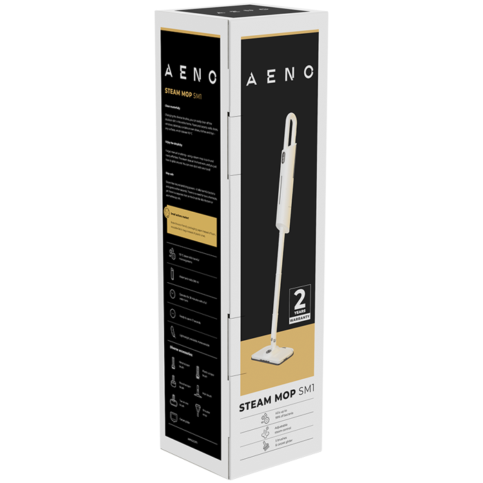 AENO Steam Mop SM1, with built-in water filter, aroma oil tank, 1000W, 110 °C, Tank Volume 380mL, Screen Touch Switch