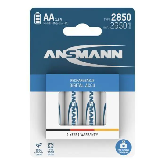 Ansmann Digital NiMH Rechargeable battery AA HR6 type 2850 (min. 2650 mAh) 4 pcs. blister packaging, ANS-5035092