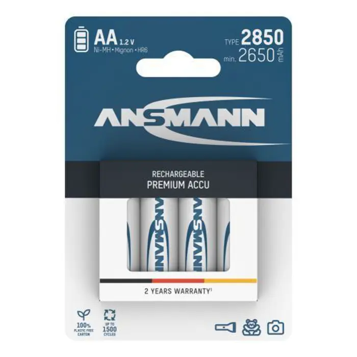 Ansmann NiMH Rechargeable battery AA HR6 type 2850 (min. 2650 mAh) 4 pcs. blister packaging, ANS-5035212