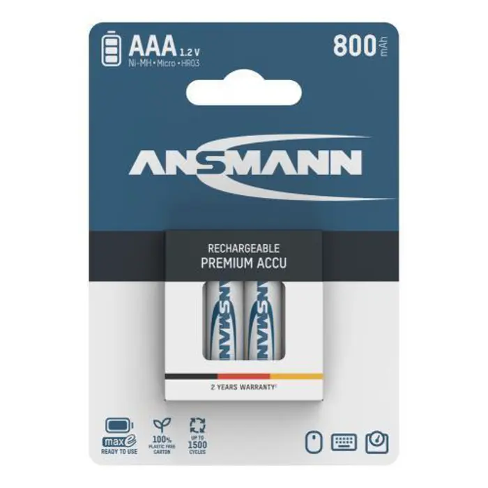 Ansmann NiMH Rechargeable battery AAA HR03 800 mAh maxE 4 pcs, ANS-5035042