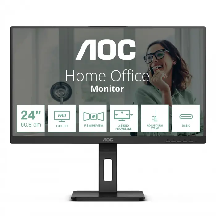 Monitor AOC IPS 23,8" 24P3C, HDMI, DP, USB3-C, HAS, zvuč., 24P3CV