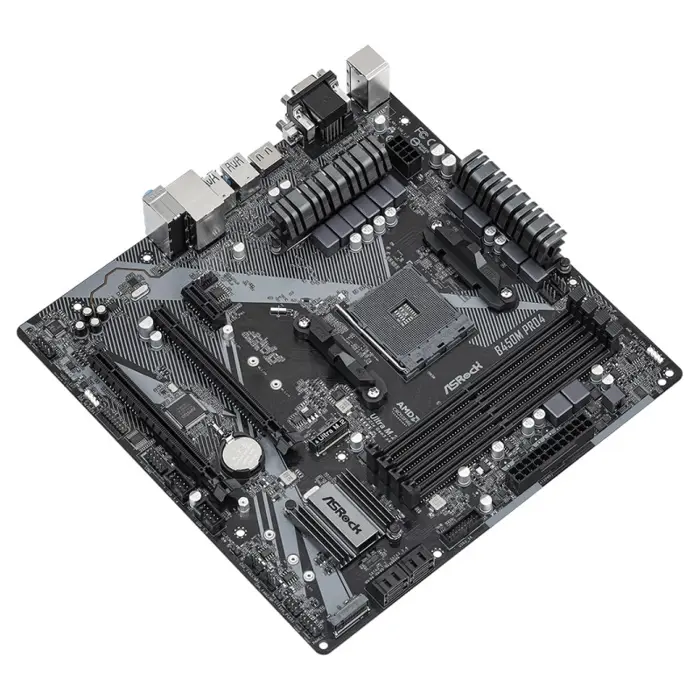 ASRock AMD B450M Pro4 R2.0, S.AM4, DDR4/3200, PCIe 3.0, G-LAN, D-SUB/DVI-D/HDMI, mATX, 62694