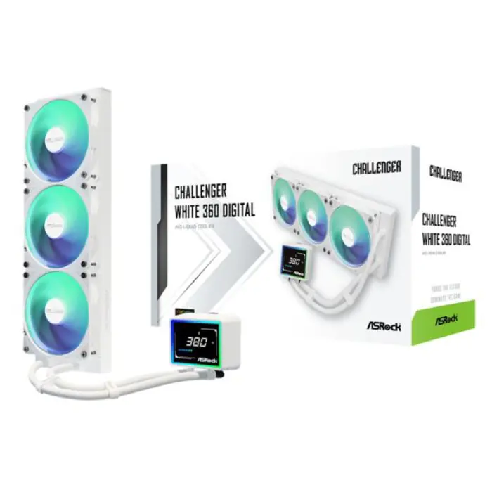 ASRock Challenger White 360 Digital AIO Liquid Cooler, ASR-90-ACLA36-WAAGA6