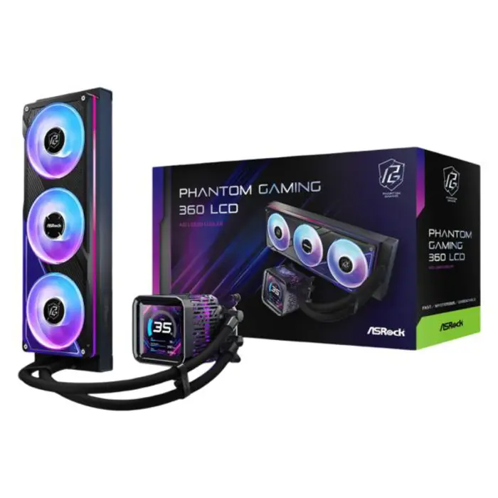 ASRock Phantom Gaming 360 LCD AIO Liquid Cooler, ASR-90-APGA36-BAAGA5